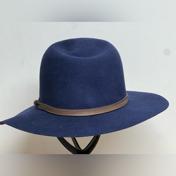 Men's Goorin Bros Billy Blue Wide Brim Wool Fedora Hat Made In USA - Picture 3 of 10